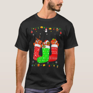 クリスマスソックスの3匹の魚のマッチングXmasパジャマ Tシャツ
