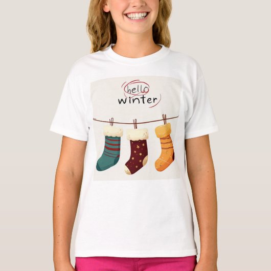 クリスマスソックスプレゼント Tシャツ (正面)