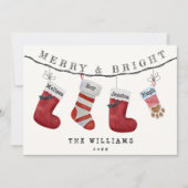 クリスマスソックス家族名ペットの飼い主の非写真 シーズンカード (正面)