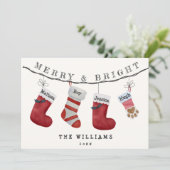 クリスマスソックス家族名ペットの飼い主の非写真 シーズンカード (スタンド正面)
