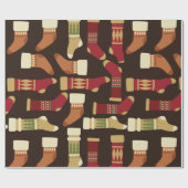 クリスマスソックス模様 ラッピングペーパー (フラット)