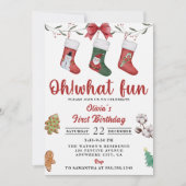 クリスマスソックス誕生日パーティー 招待状 (正面)