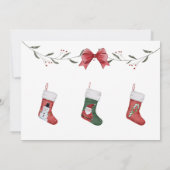 クリスマスソックス赤ちゃんシャワーパーティー写真 招待状 (裏面)