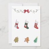 クリスマスソックス赤ちゃんシャワーパーティー写真 招待状 (裏面)