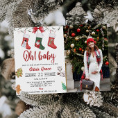 クリスマスソックス赤ちゃんシャワーパーティー写真 招待状