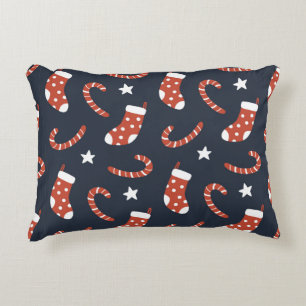 クリスマスソックス、キャンディーケーン付きの継ぎ目のない模様  アクセントクッション