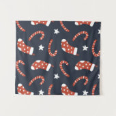 クリスマスソックス、キャンディーケーン付きの継ぎ目のない模様 タペストリー (正面(横))