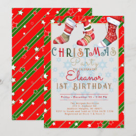 クリスマスソックス 1歳の誕生日パーティー 招待状