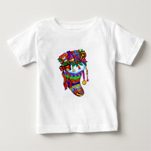 クリスマスソックスTシャツ ベビーTシャツ (正面)