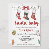 クリスマスソックベビーシャワーパーティー 招待状 (正面)