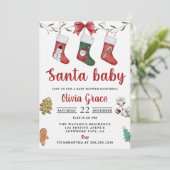クリスマスソックベビーシャワーパーティー 招待状 (スタンド正面)