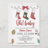 クリスマスソックベビーシャワーパーティー 招待状 (正面)