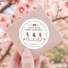 クリスマスソック誕生日クラシックラウンドステッカー ラウンドシール