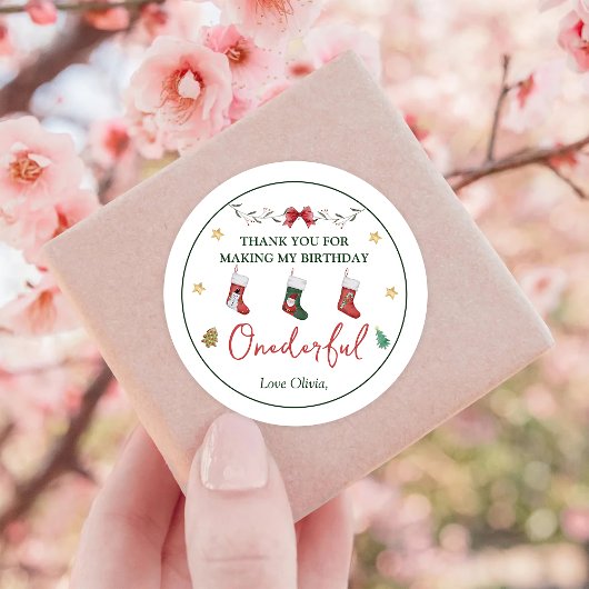 クリスマスソック誕生日クラシックラウンドステッカー ラウンドシール