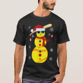 クリスマスソフトボールこうもり雪だるまサンタスノーフレークギル Tシャツ (正面)