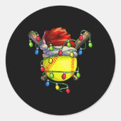 クリスマスソフトボールクリスマスクリスマスライトソフトボール ラウンドシール (正面)