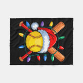 クリスマスソフトボールクリスマスサンタSrtsハットメンズウォメンズ フリースブランケット (正面(横))