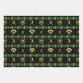 クリスマスソフトボール選手 – 女子グリーンチェック ラッピングペーパーシート (正面3)