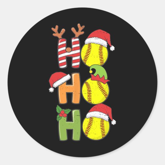 クリスマスソフトボールHo Ho SoftballクリスマスSport Me ラウンドシール (正面)