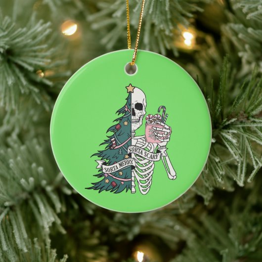 クリスマスソルタ怖いソルタメリースケルトンツリー セラミックオーナメント (ツリー)