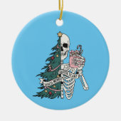 クリスマスソルタ怖いソルタメリースケルトンツリー セラミックオーナメント (正面)