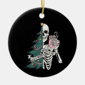 クリスマスソルタ怖いソルタメリースケルトンツリー セラミックオーナメント (正面)