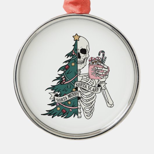 クリスマスソルタ怖いソルタメリースケルトンツリー メタルオーナメント (正面)