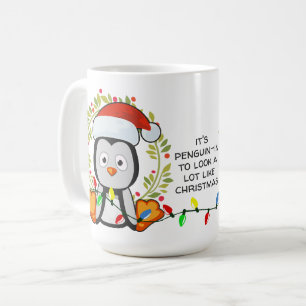 クリスマスソンおもしろいグプンペンギン コーヒーマグカップ