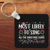 クリスマスソングの家族全員を歌う可能性が最も高い キーホルダー (正面)