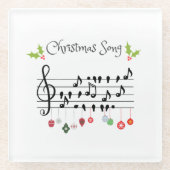 クリスマスソングの鳥が歌う ガラスコースター (正面)