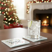 クリスマスソングの鳥が歌う ガラスコースター