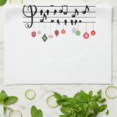 クリスマスソングの鳥が歌う キッチンタオル (折り畳み)