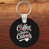 クリスマスソングよりコーヒーを Funny カフェイン中毒者 クリスマス キーホルダー (正面)