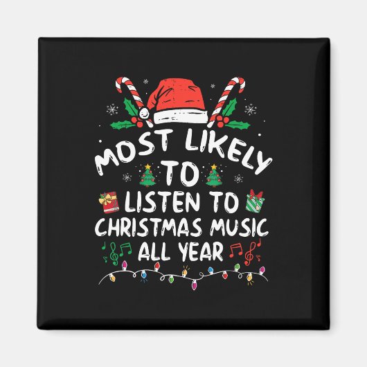 クリスマスソングを一年中聴いてそう マグネット (正面)