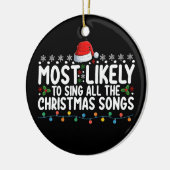 クリスマスソングを全部歌う可能性が最も高い セラミックオーナメント (左)