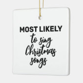 クリスマスソングを歌う可能性が最も高い セラミックオーナメント (左)