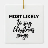 クリスマスソングを歌う可能性が最も高い セラミックオーナメント (裏面)