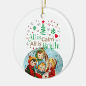 クリスマスソングを歌う子供たち サイレントナイト　すべては穏やか 家族写真 セラミックオーナメント (左)