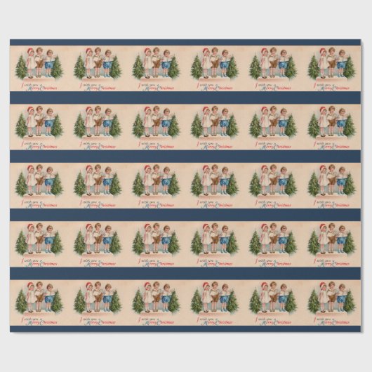 クリスマスソングを歌う子供たち メリークリスマス ラッピングペーパー (フラット)