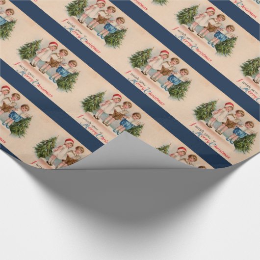 クリスマスソングを歌う子供たち メリークリスマス ラッピングペーパー (角)