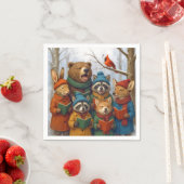 クリスマスソングを歌う森の動物たち スタンダードカクテルナプキン (インサイチュ)