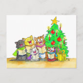 クリスマスソングを歌う猫 ポストカード (正面)