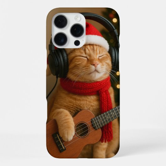 クリスマスソングを演奏する猫のiPhone 16 Pro Maxケース iPhoneケース (裏面)