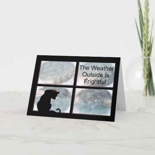 クリスマスソングキャットで曇り窓ホリデーカード シーズンカード (正面)