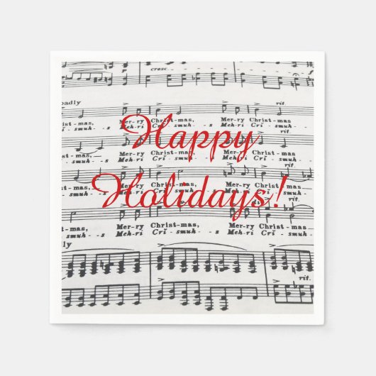 クリスマスソングシート音楽 スタンダードカクテルナプキン (正面)