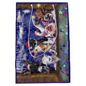 クリスマスソング動物パーティーハッピー –  ミディアムペーパーバッグ (正面)