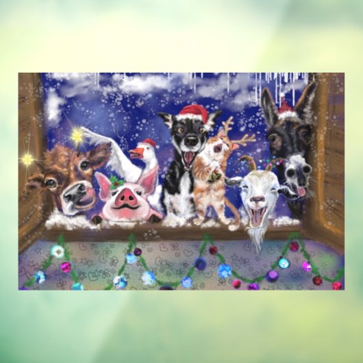 クリスマスソング動物パーティーメリークリスマスおもしろい ウィンドウサイン (シート3)