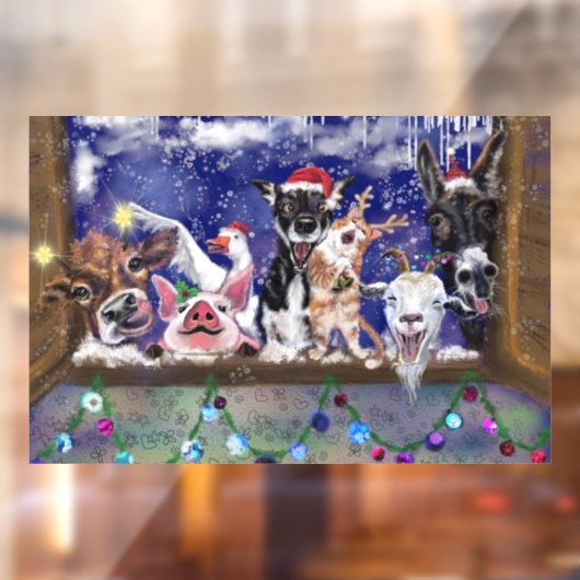 クリスマスソング動物パーティーメリークリスマスおもしろい ウィンドウサイン (シート2)