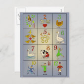 クリスマスソング日の12のポスター シーズンポストカード (正面/裏面)