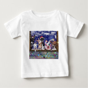 クリスマスソング-動物のパーティー-ハッピー ベビーTシャツ